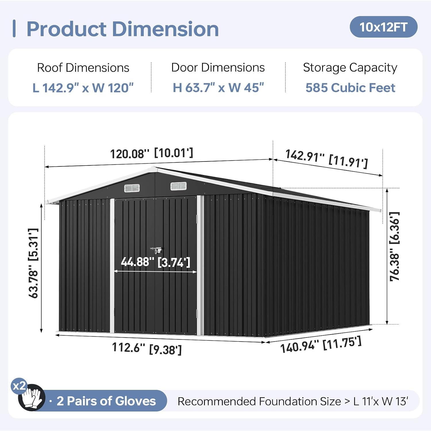 10x12FT Outdoor Storage Shed W - Garden Tools review and price