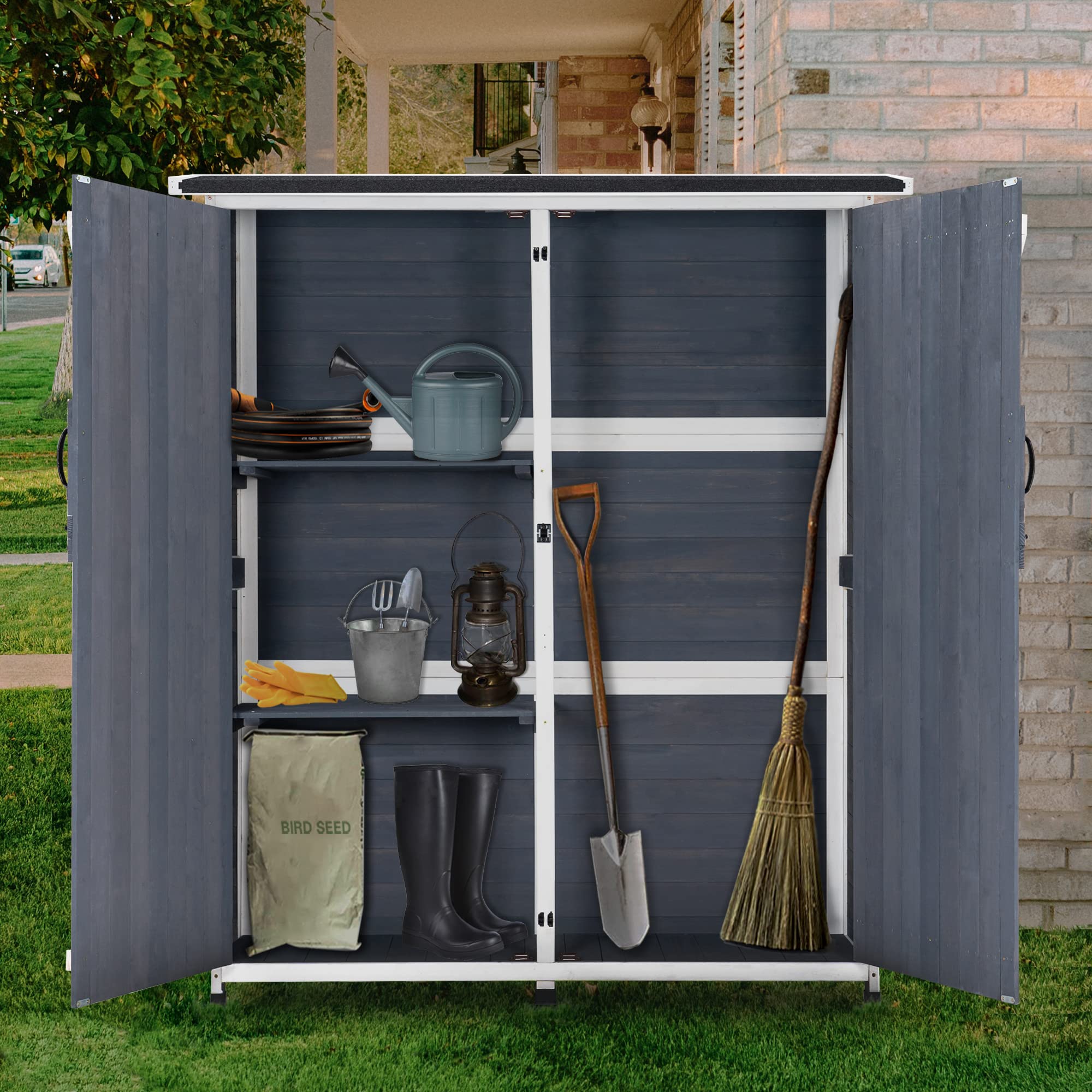 Outdoor Storage Cabinet with S - Garden Tools review and price