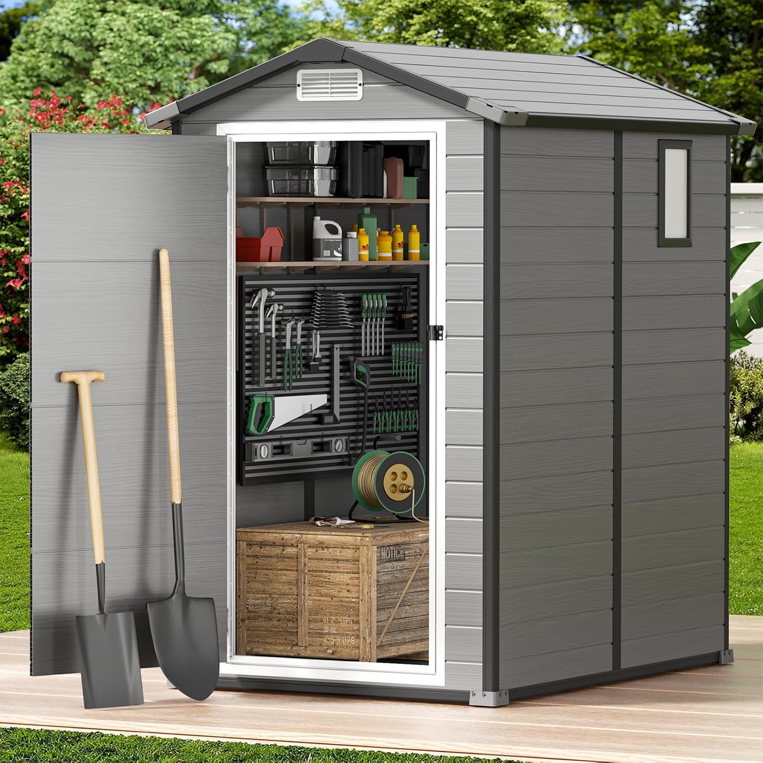 Outdoor Storage Shed with Floo - Garden Tools review and price