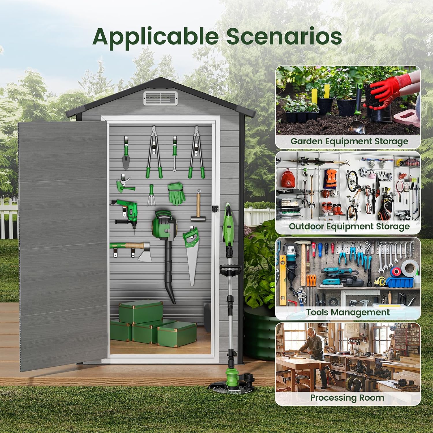Outdoor Storage Shed with Floo - Garden Tools review and price