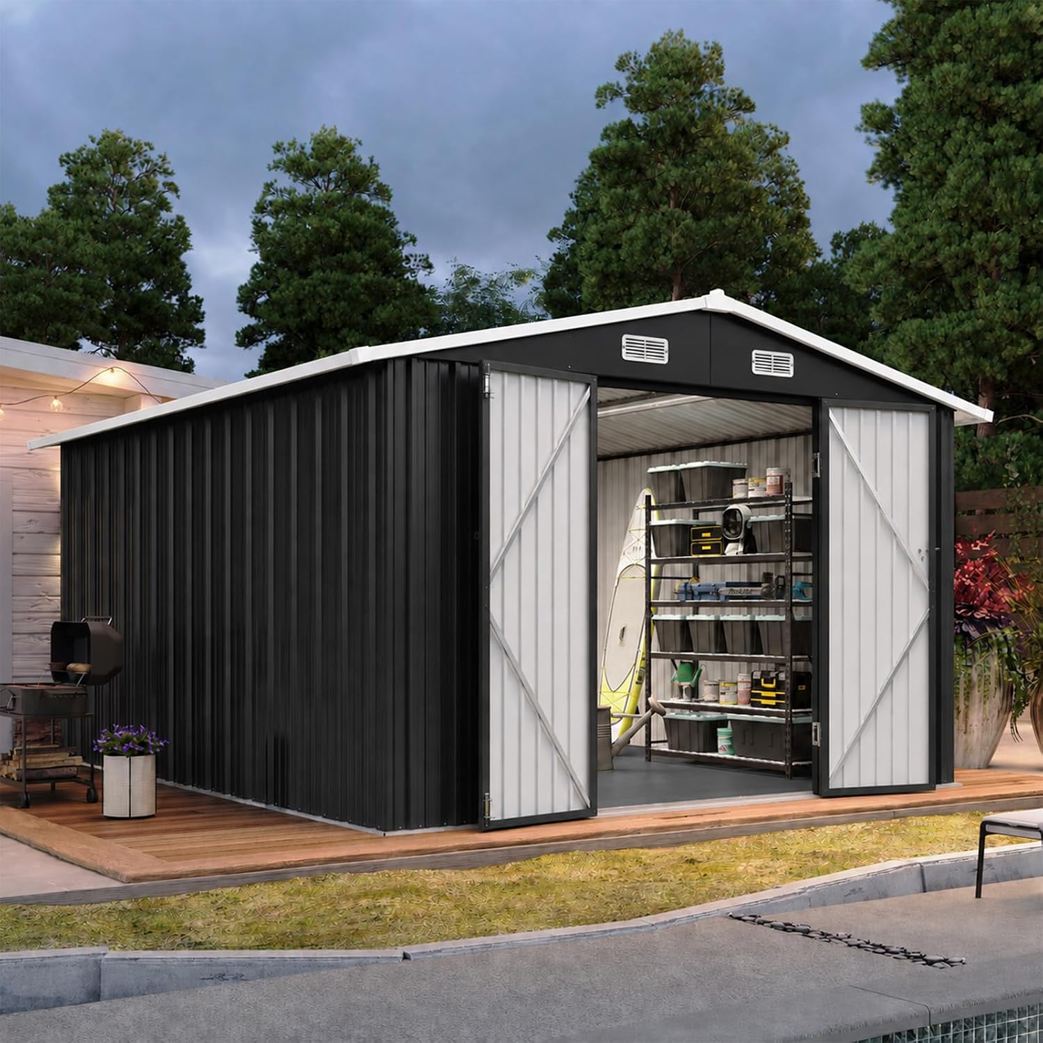 10x12FT Metal Outdoor Storage  - Garden Tools review and price