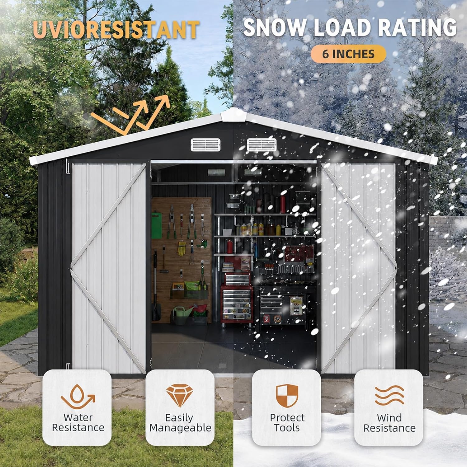 10x12FT Metal Outdoor Storage  - Garden Tools review and price