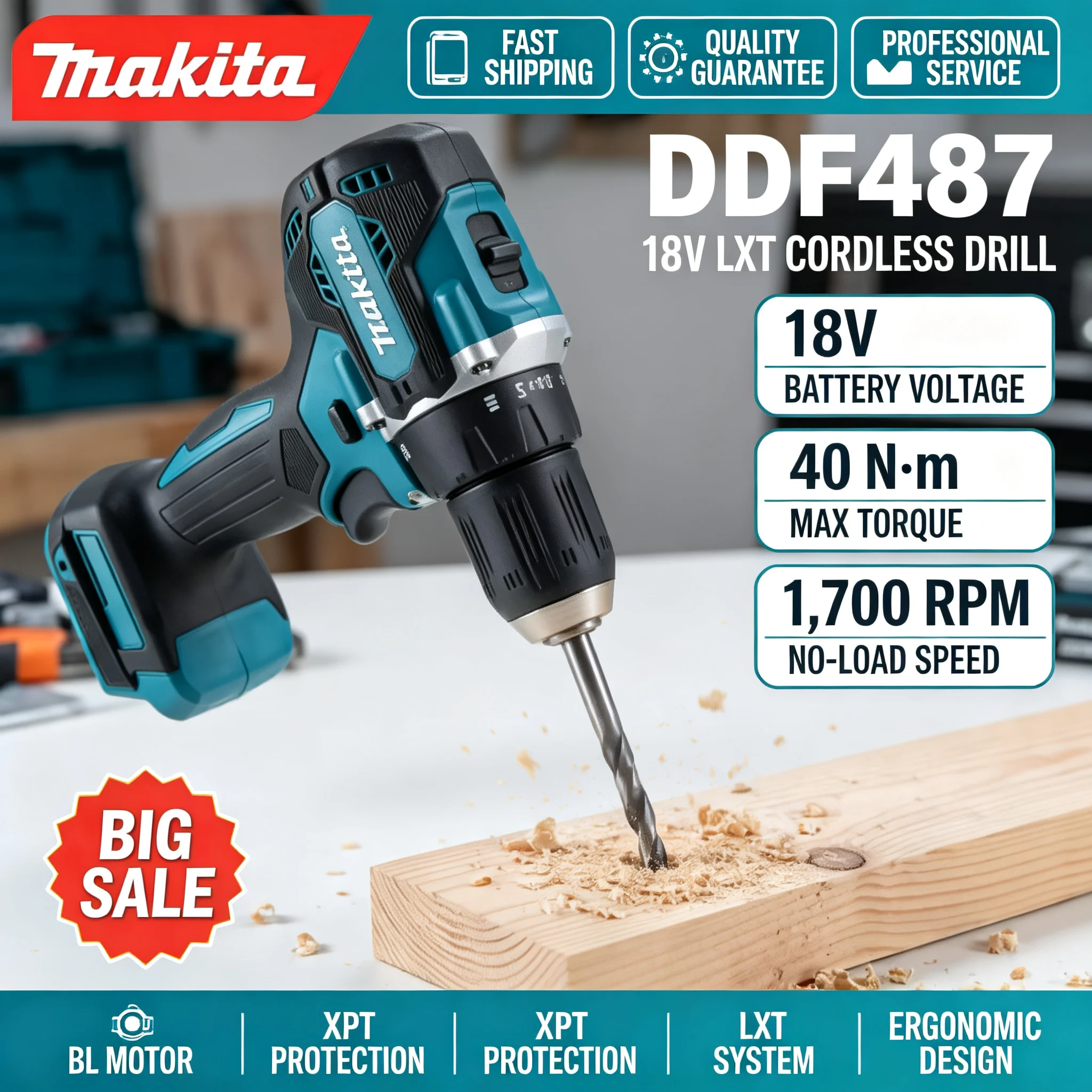 Makita DDF487 18V Cordless Bru - Brushless Cordless Electric Drill 18V review and price